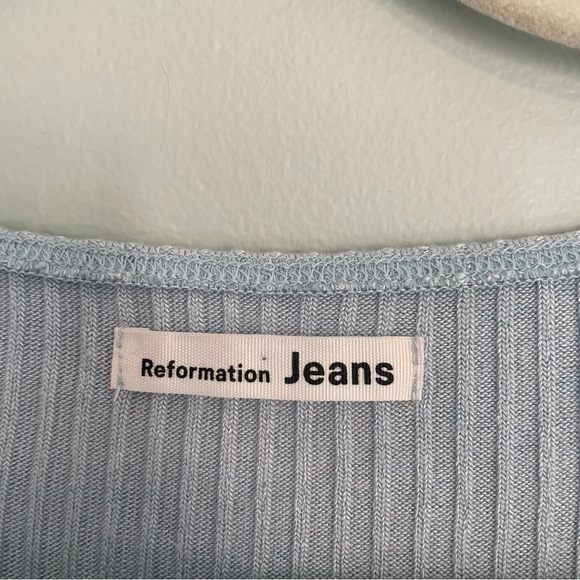 Reformation Bardot Ribbed Knit Top Light Blue Small - Picture 11 of 13